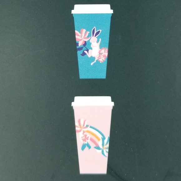 Starbucks Reusable Hot Cups 6 pack 16 ounces Spring Easter Bunny Rabbit NWT - Picture 9 of 13
